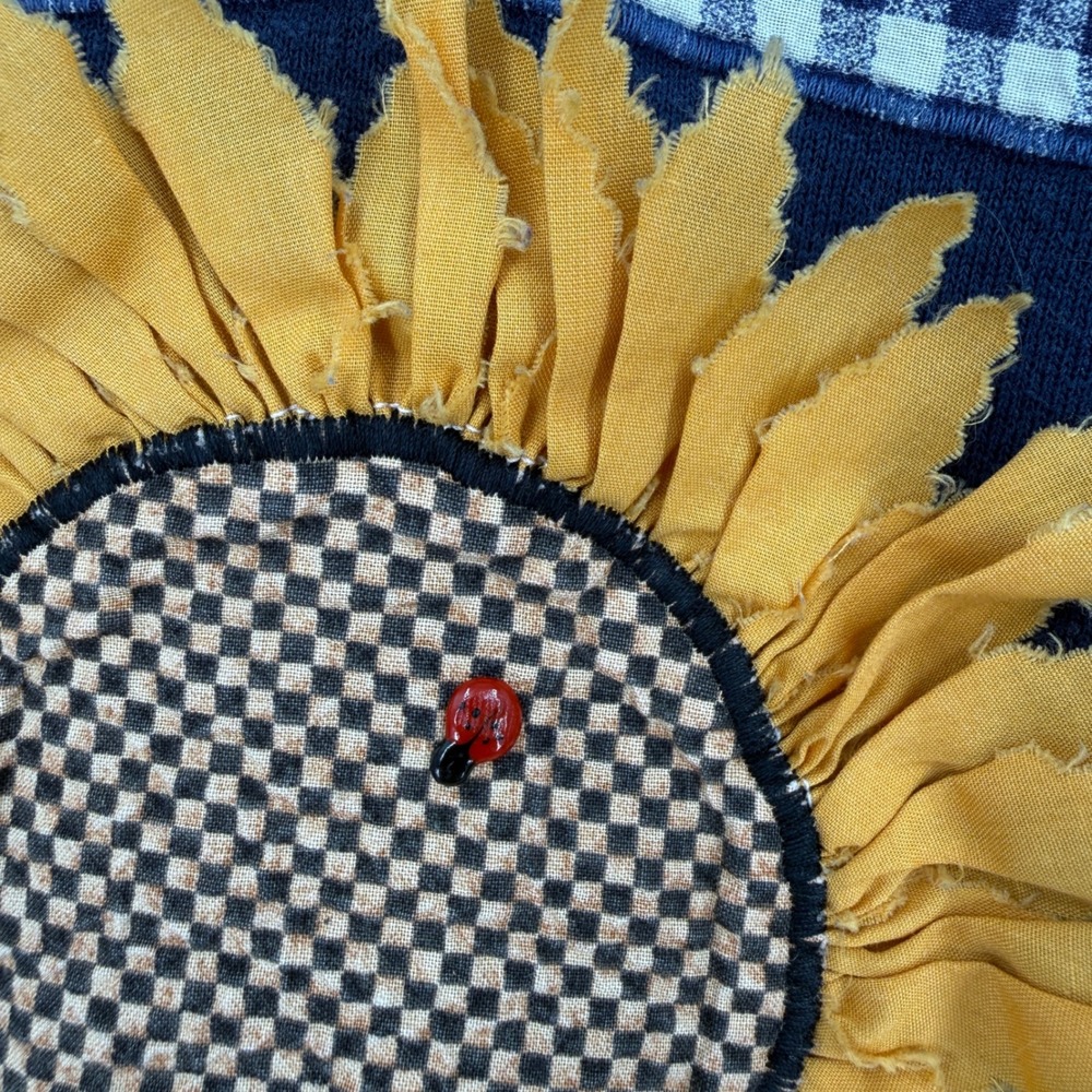Vintage Y2K Fruit Loom Sunflower Sweatshirt Women XL Navy Blue Cottage Country - Picture 4 of 9